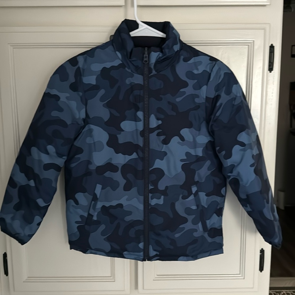 GAP Kids Reversible Blue Camo Light Puffer, Size 6Y